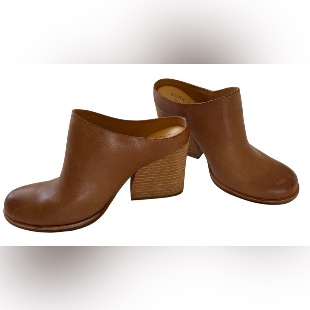 Kork-Ease retro bohemian Brown Leather Mules chunky clogs 8